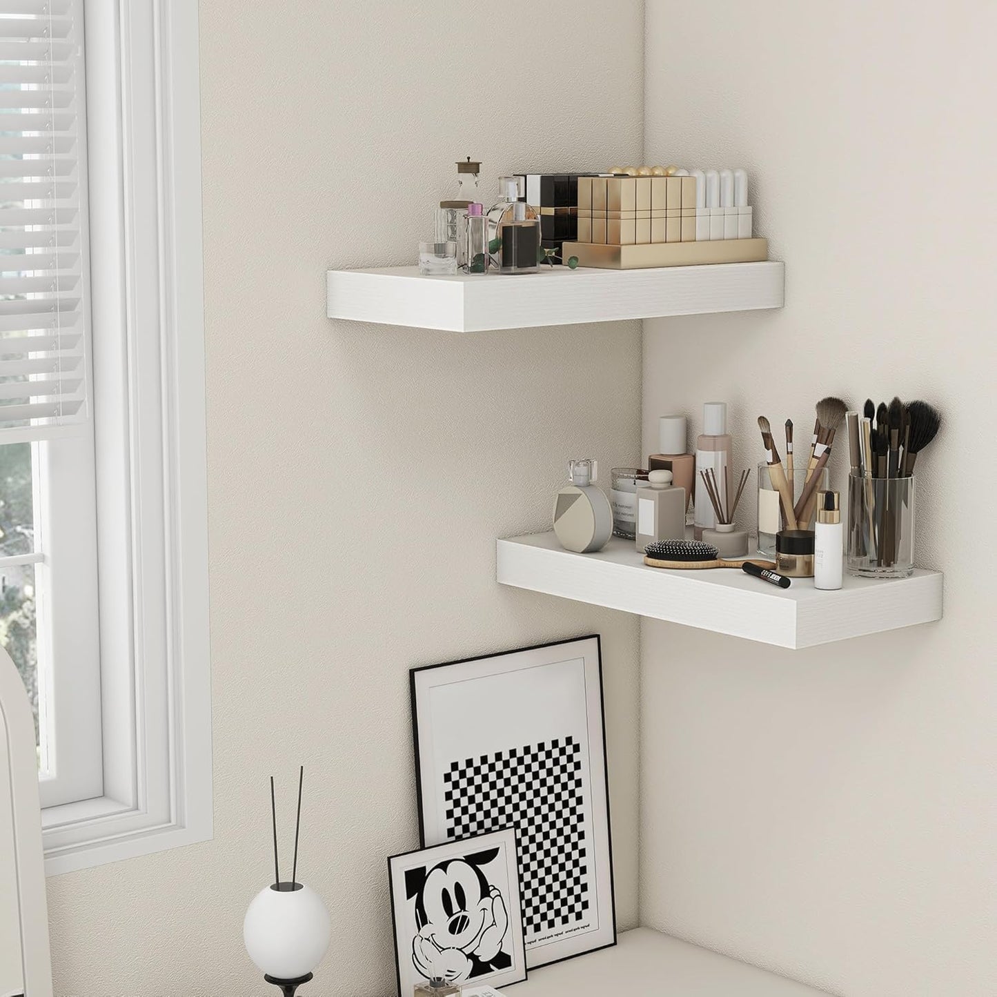 ShelfLoft 11.6"D x 2"H White Floating Shelves for Wall Storage