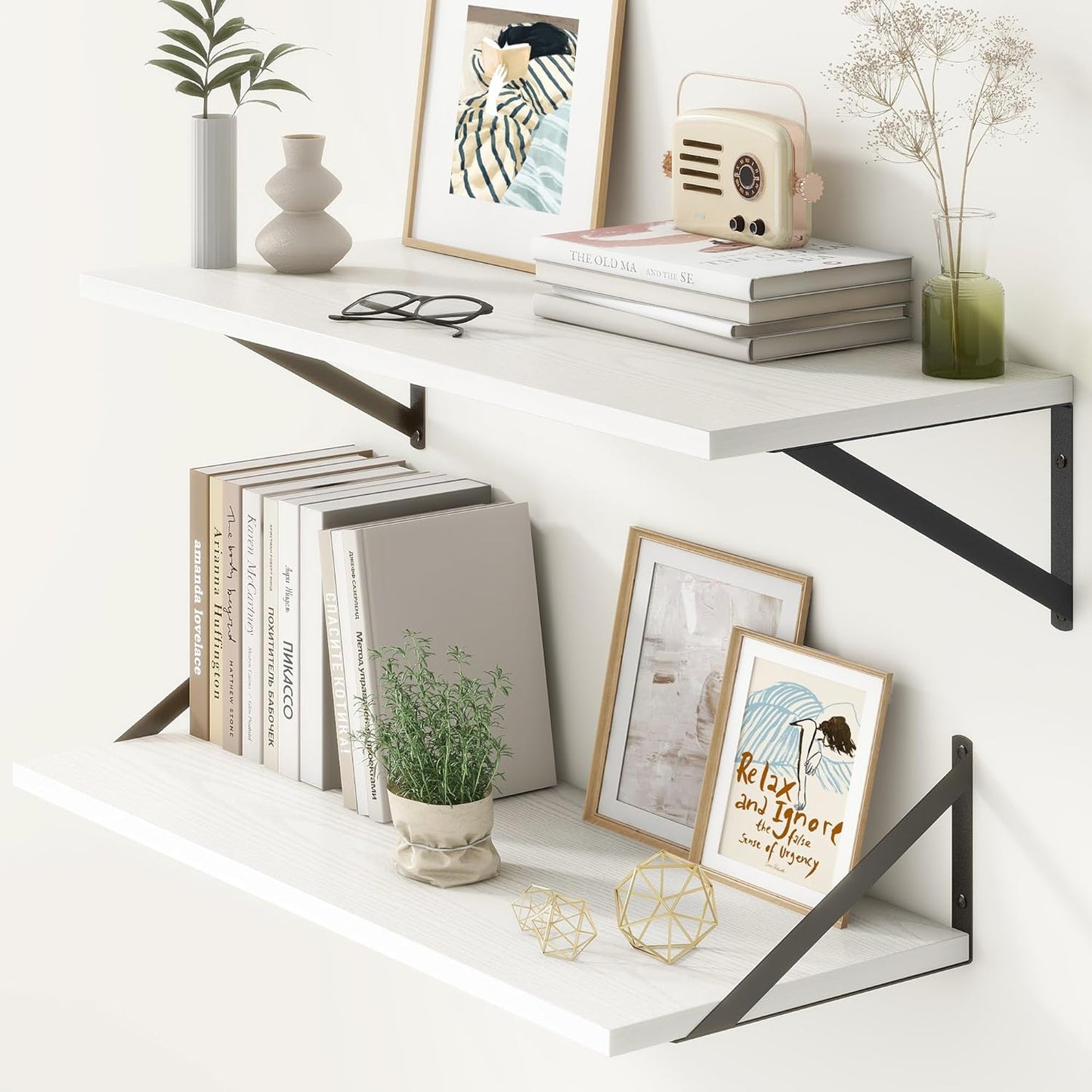 ShelfLoft 12 Inch Deep Wall Display&Storage Floating Shelves with Visible Brackets