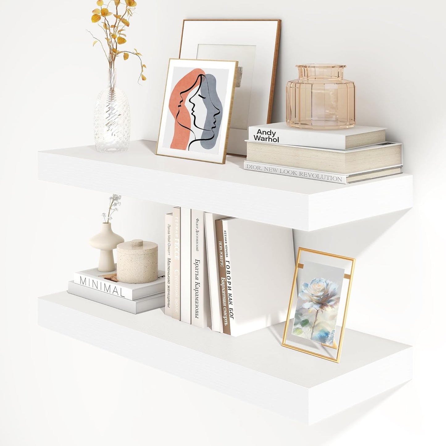 ShelfLoft 11.6"D x 2"H White Floating Shelves for Wall Storage