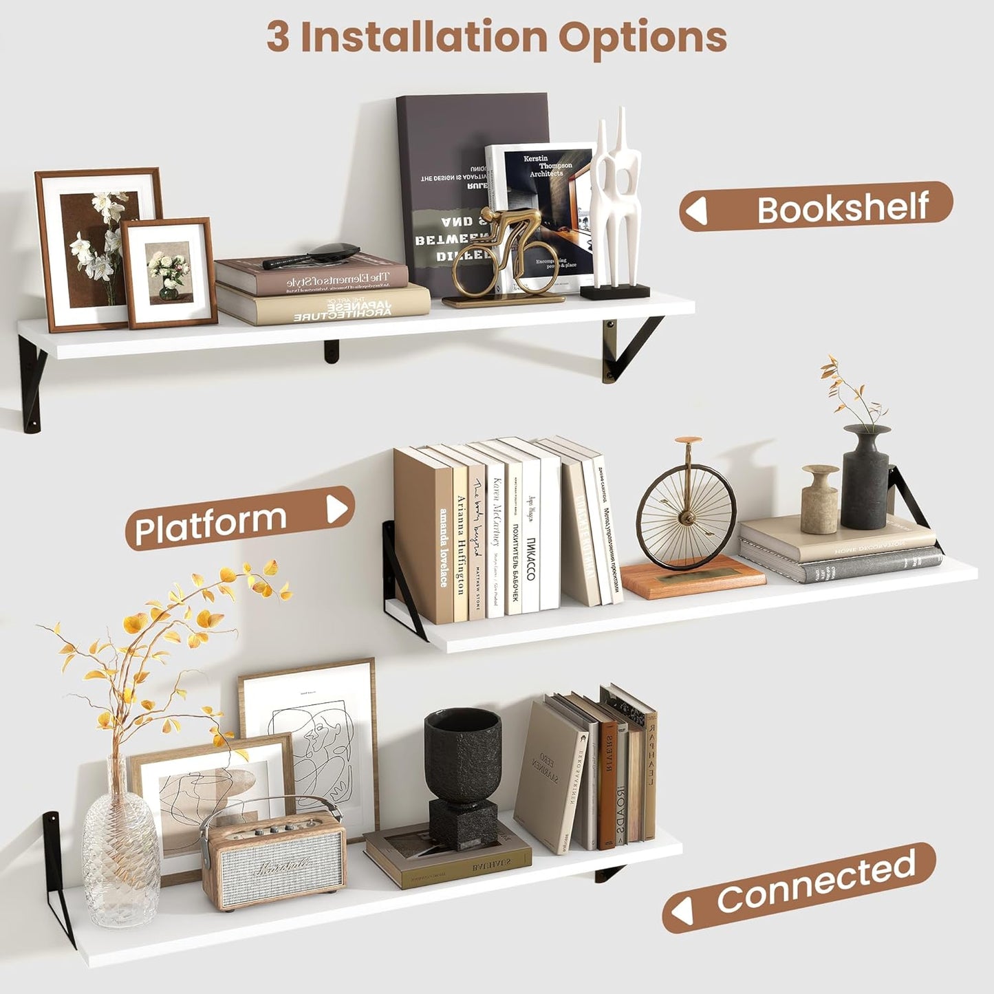 ShelfLoft 31.5" Wide x 8" Deep Wall Mounted Floating Shelves, 2 Pack