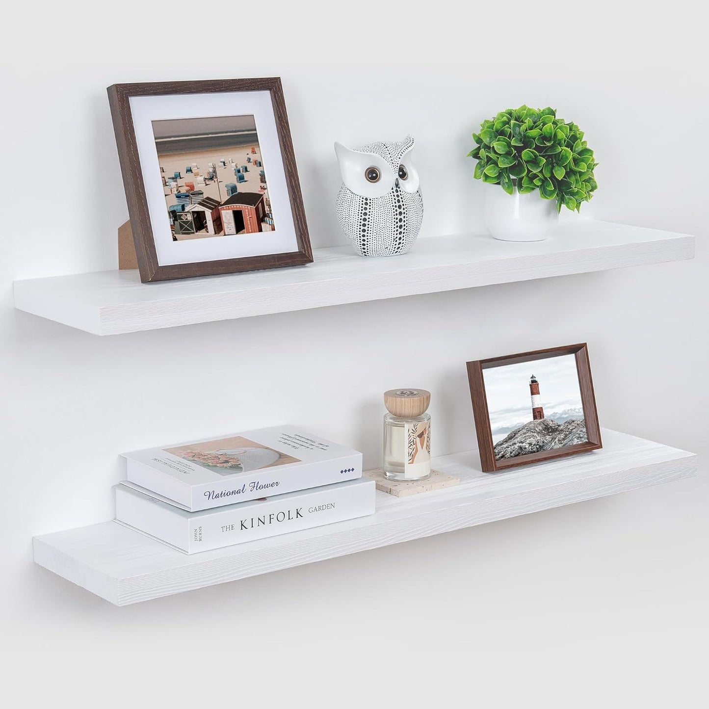 ShelfLoft 8 Inch Deep Solid Pine Wood Floating Shelves