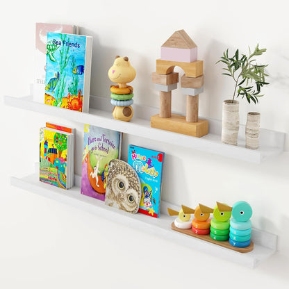 ShelfLoft 4.7 Inch Deep Solid Oak Wood Picture Ledge Shelf, Set of 2