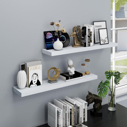 ShelfLoft 8 Inch Deep Solid Pine Wood Floating Shelves