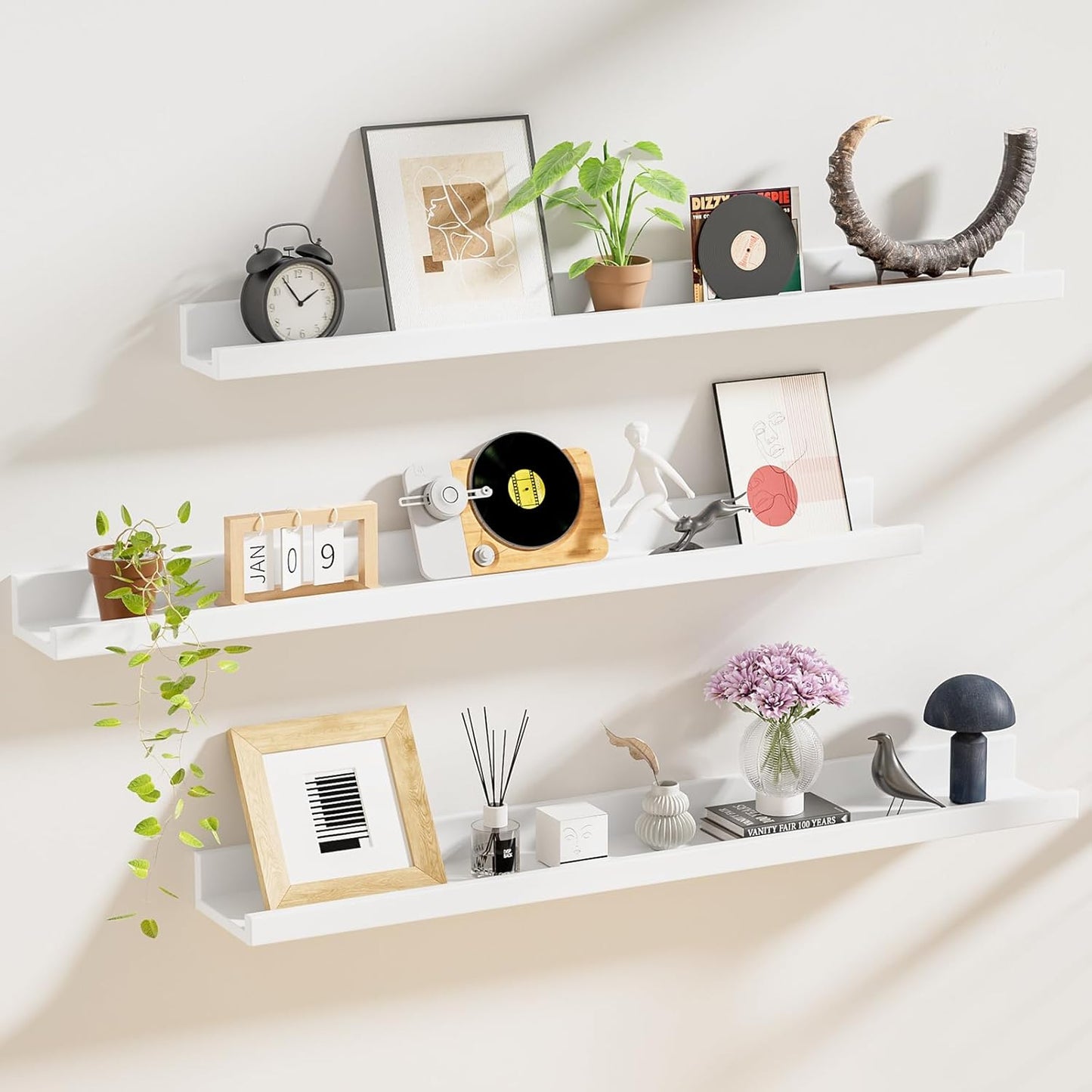 ShelfLoft 5.7 Inch Deep Picture Ledge Shelf Floating Shelves Set of 3