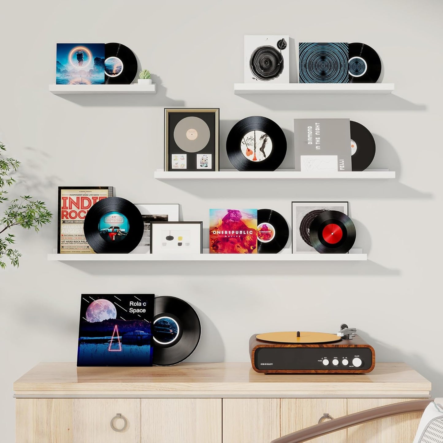 Shelfloft 5.5 Inch Deep Picture Ledge Shelf Floating Wall Display Shelves,Set of 6