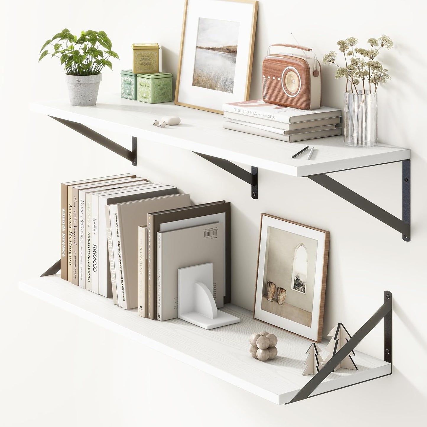 ShelfLoft 12 Inch Deep Wall Display&Storage Floating Shelves with Visible Brackets