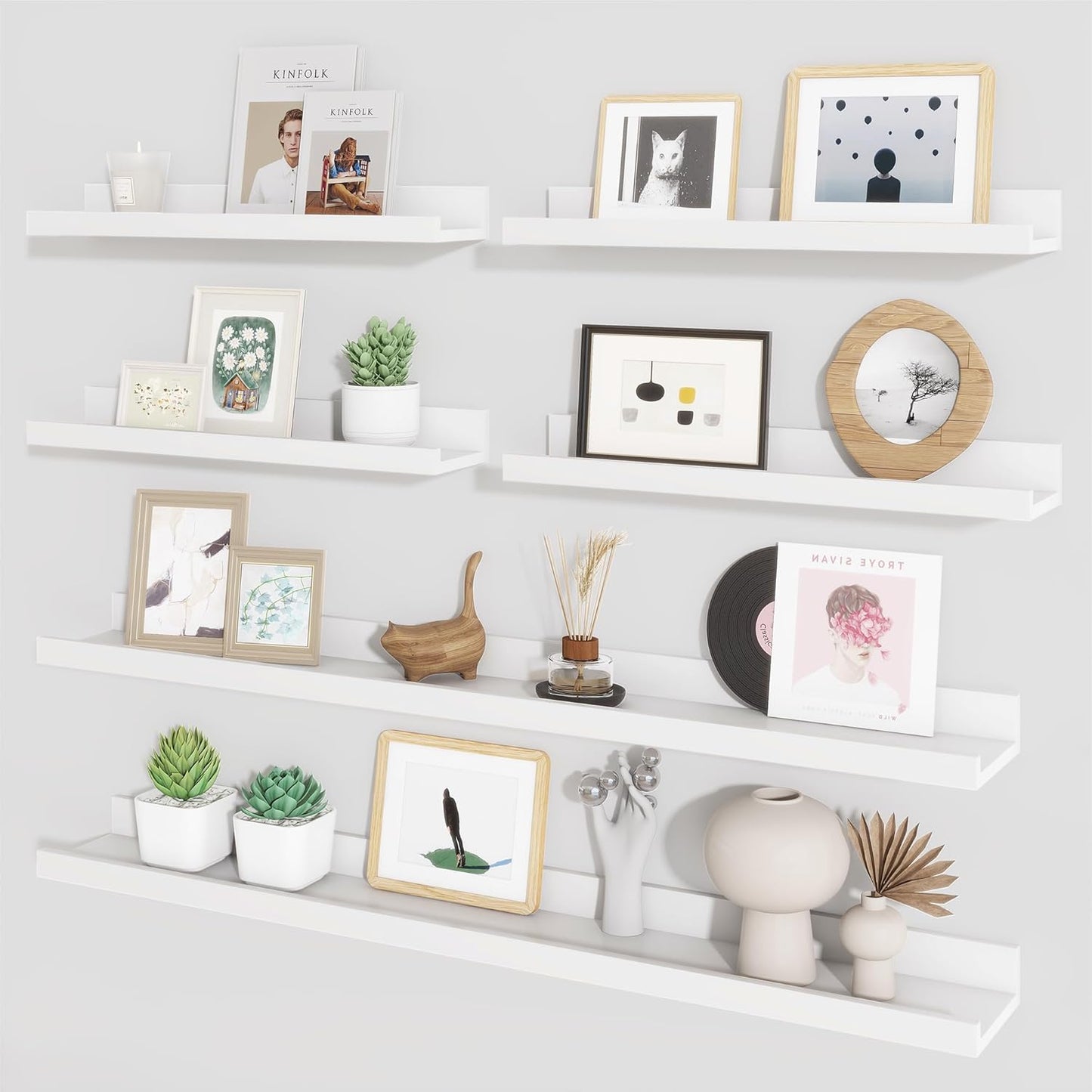 ShelfLoft 5.4 Inch Deep Picture Ledge Shelf Floating Wall Storage Shelves, Set of 6