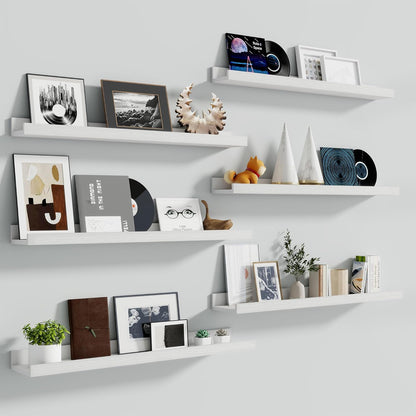 Shelfloft 5.5 Inch Deep Picture Ledge Shelf Floating Wall Display Shelves,Set of 6