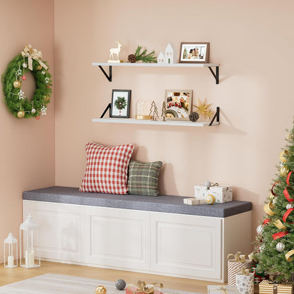 ShelfLoft 36" Wide x 8" Deep Floating Shelves with Brackets, White-2 Pack