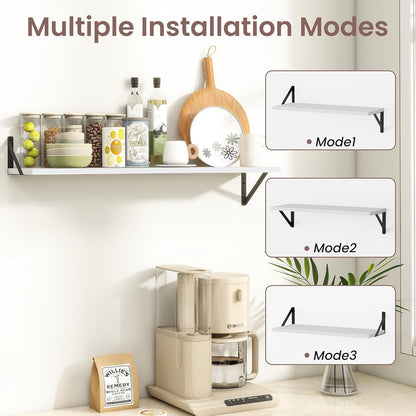 ShelfLoft 36" Wide x 8" Deep Floating Shelves with Brackets, White-2 Pack