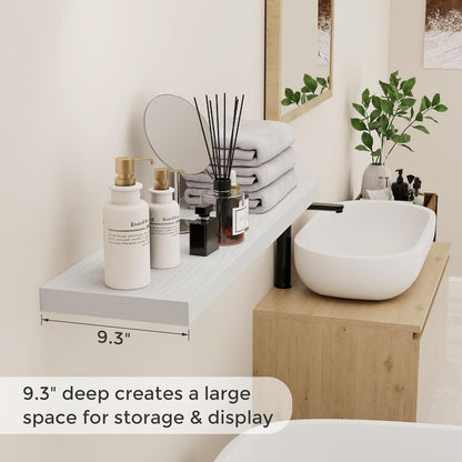 ShelfLoft 9.3"D x 1.5"H White Floating Shelves for Wall Storage