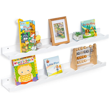 ShelfLoft 5 Inch Deep Picture Ledge Shelf Pine Wood Nursery Book Shelves for Kids Room