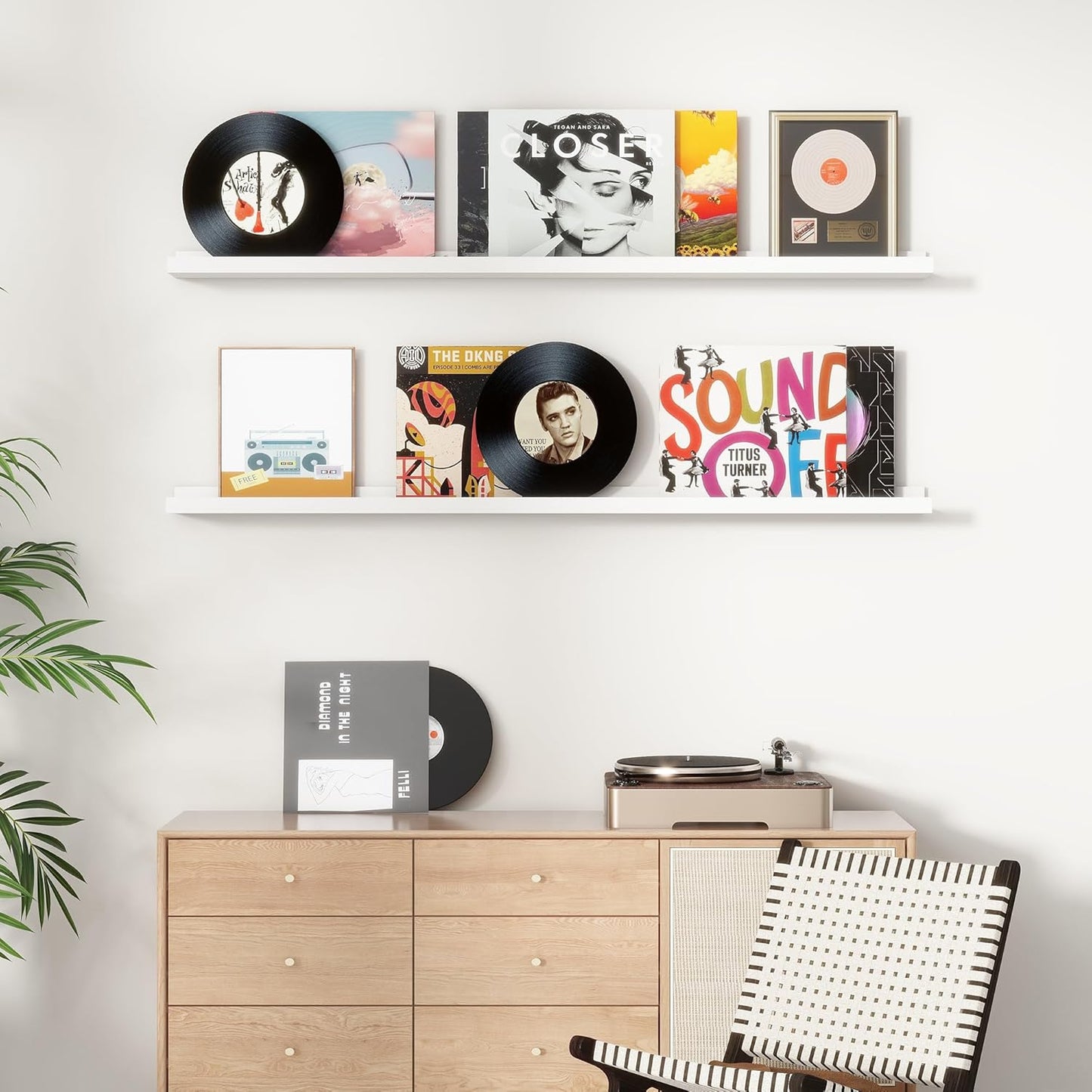 ShelfLoft 36"W x 5"D White Pine Wood Picture Ledge Shelf Nursery Bookshelf for Kids' Room, 2 Pack