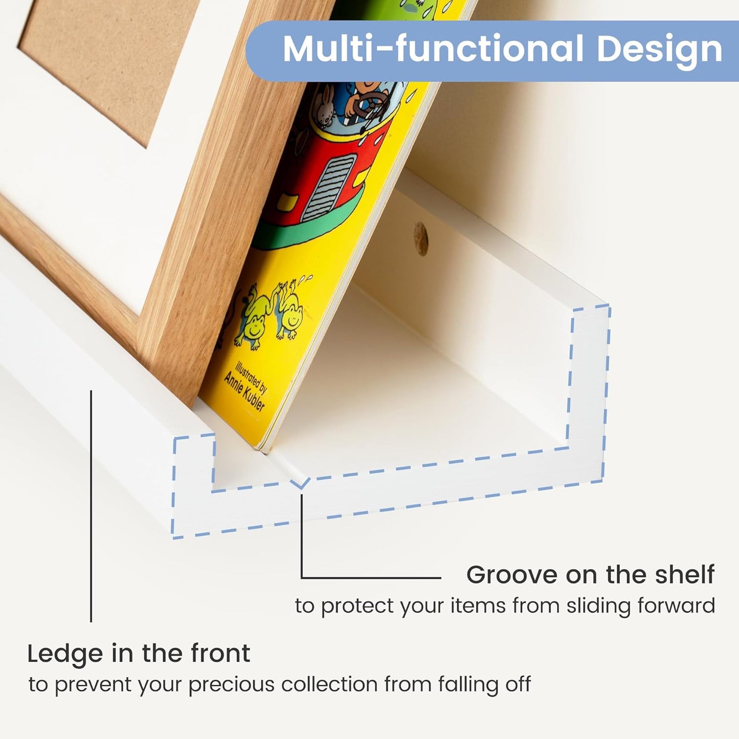 ShelfLoft 36" Wide x 5.5" Deep Pine Wood Picture Ledge Shelf Wall Shelves with Lip, 3 Pack