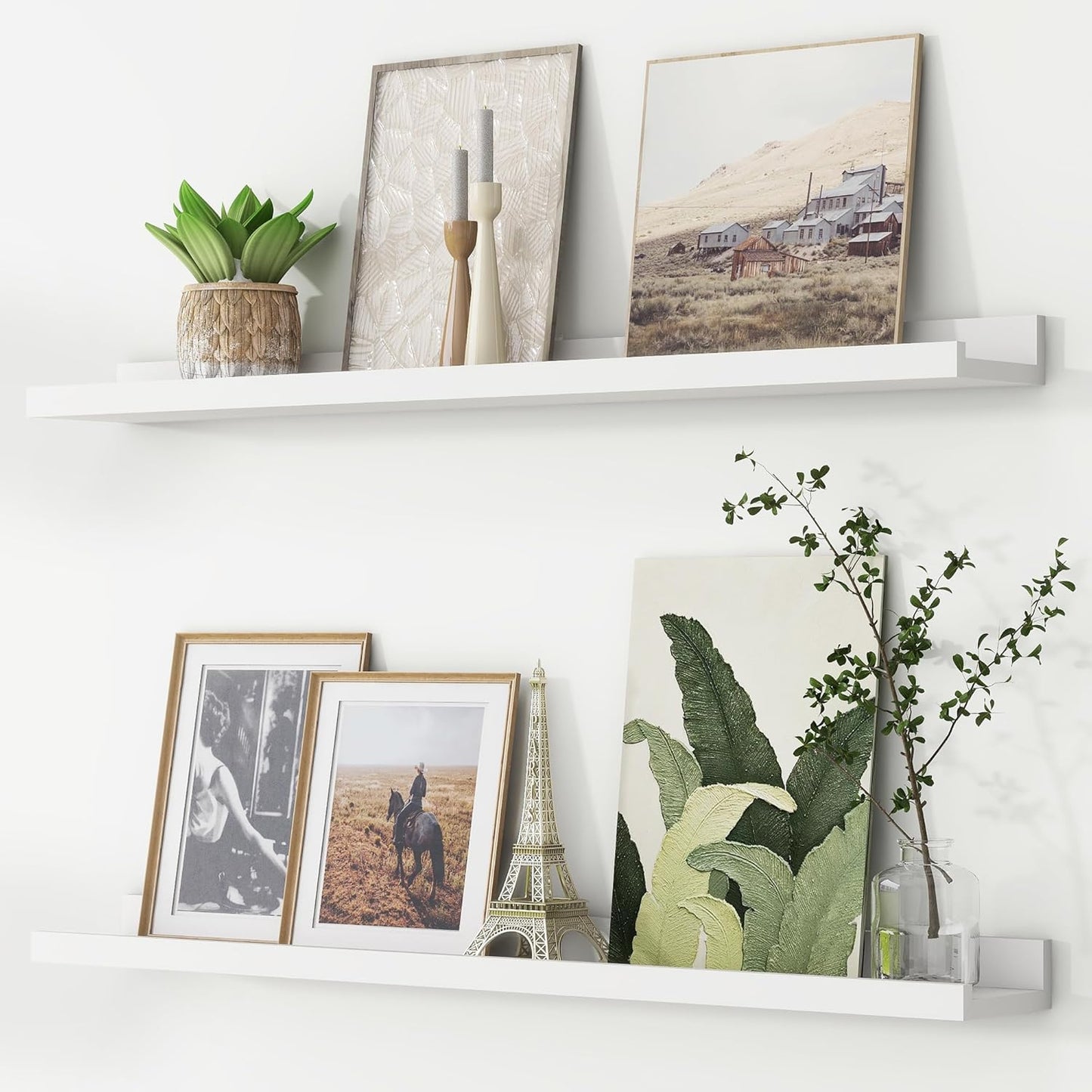 ShelfLoft 36" Wide x 4.7" Deep Picture Ledge Floating Shelves, White-2 Pack