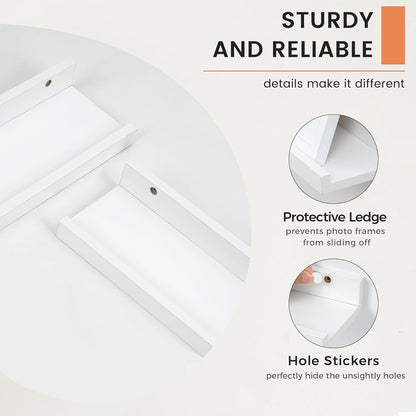 ShelfLoft 36" Wide x 4.7" Deep Picture Ledge Floating Shelves, White-2 Pack