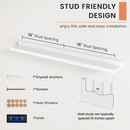 ShelfLoft 4.7"D x 2"H White Picture Ledge Floating Shelves