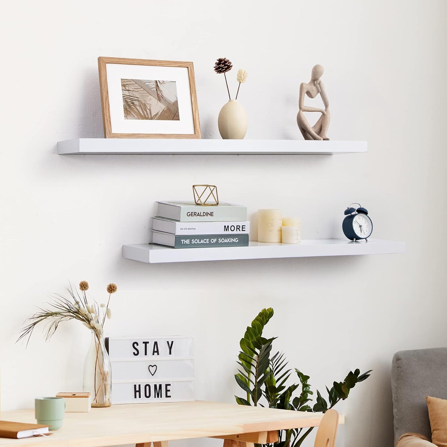 ShelfLoft 36" Wide x 6.7" Deep Paulownia Wood Wall Display Decor Floating Shelves, 2 Pack