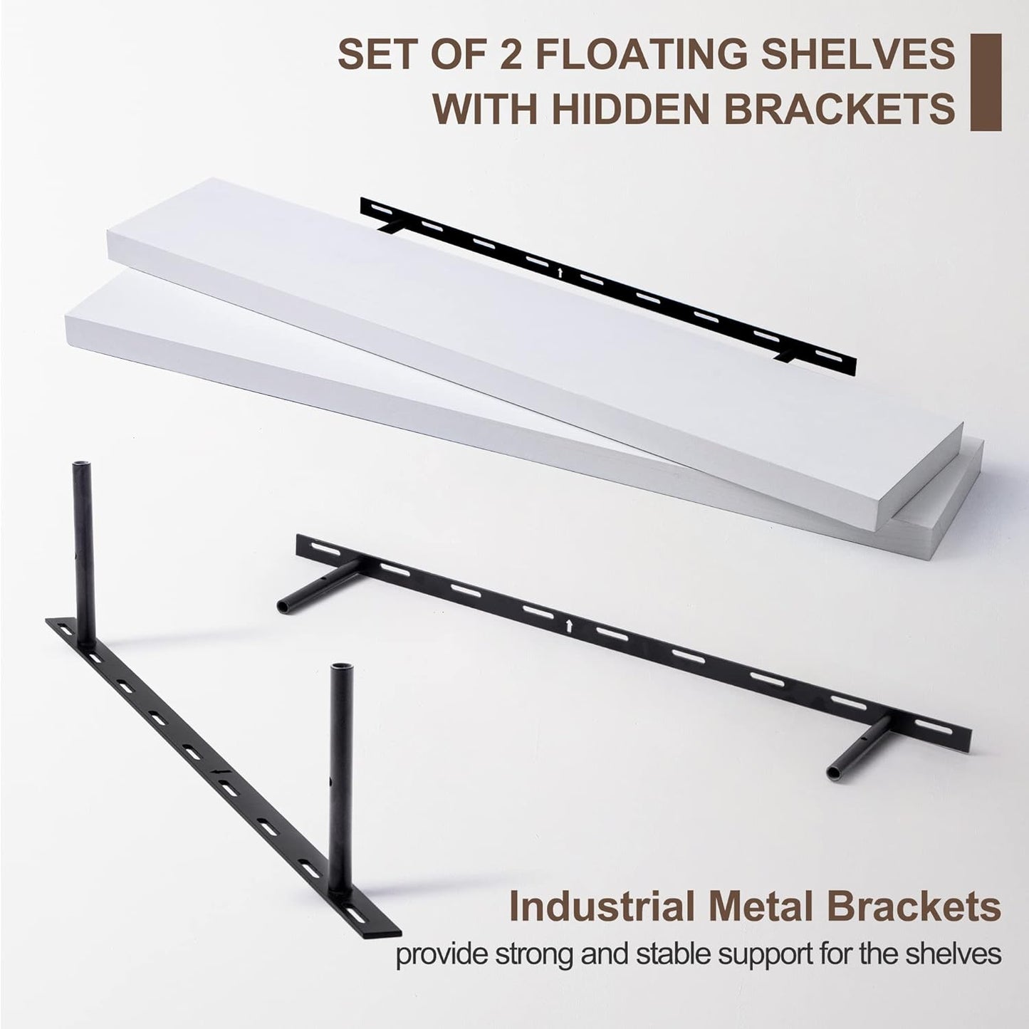 ShelfLoft 36" Wide x 6.7" Deep Paulownia Wood Wall Display Decor Floating Shelves, 2 Pack