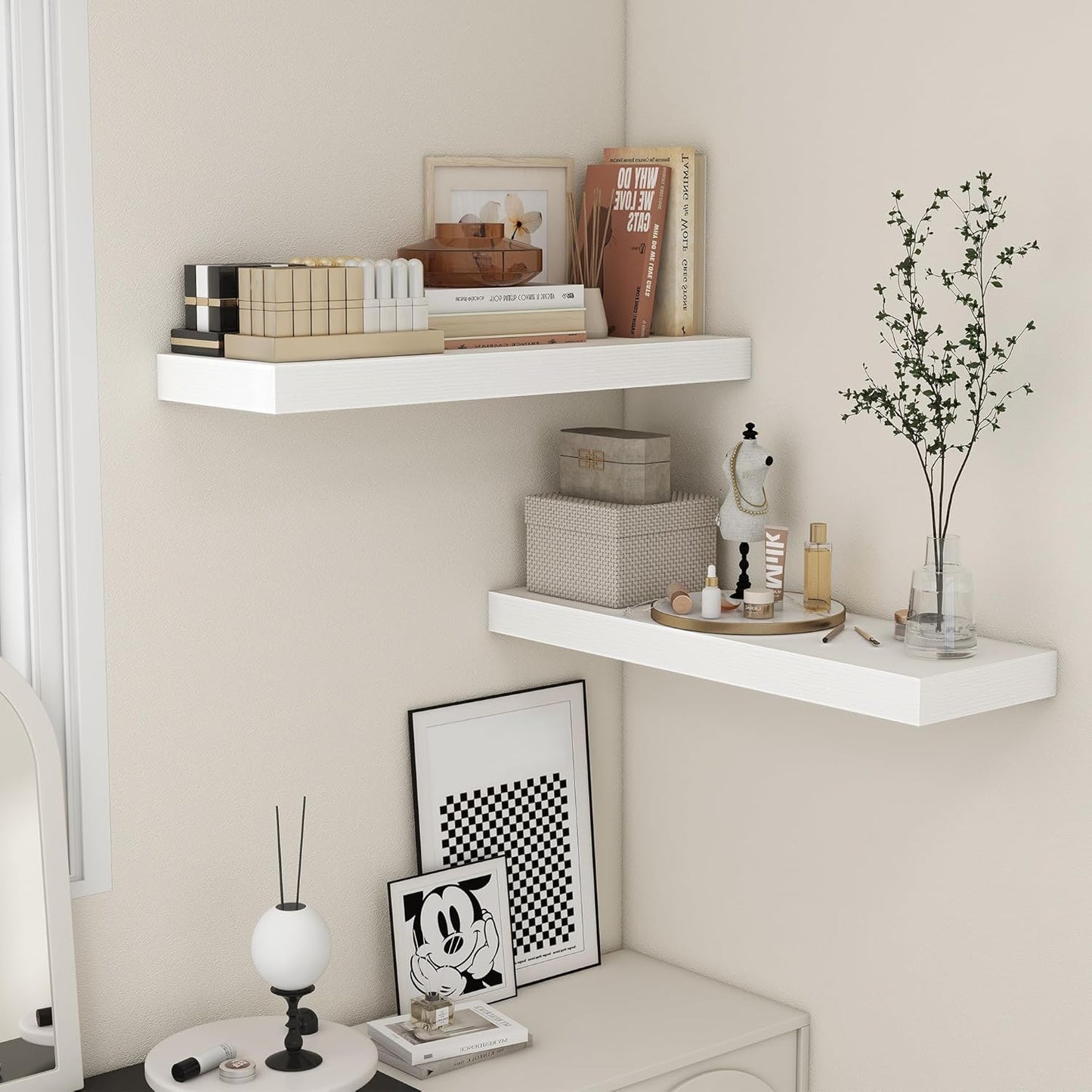 ShelfLoft 11.6"D x 2"H White Floating Shelves for Wall Storage