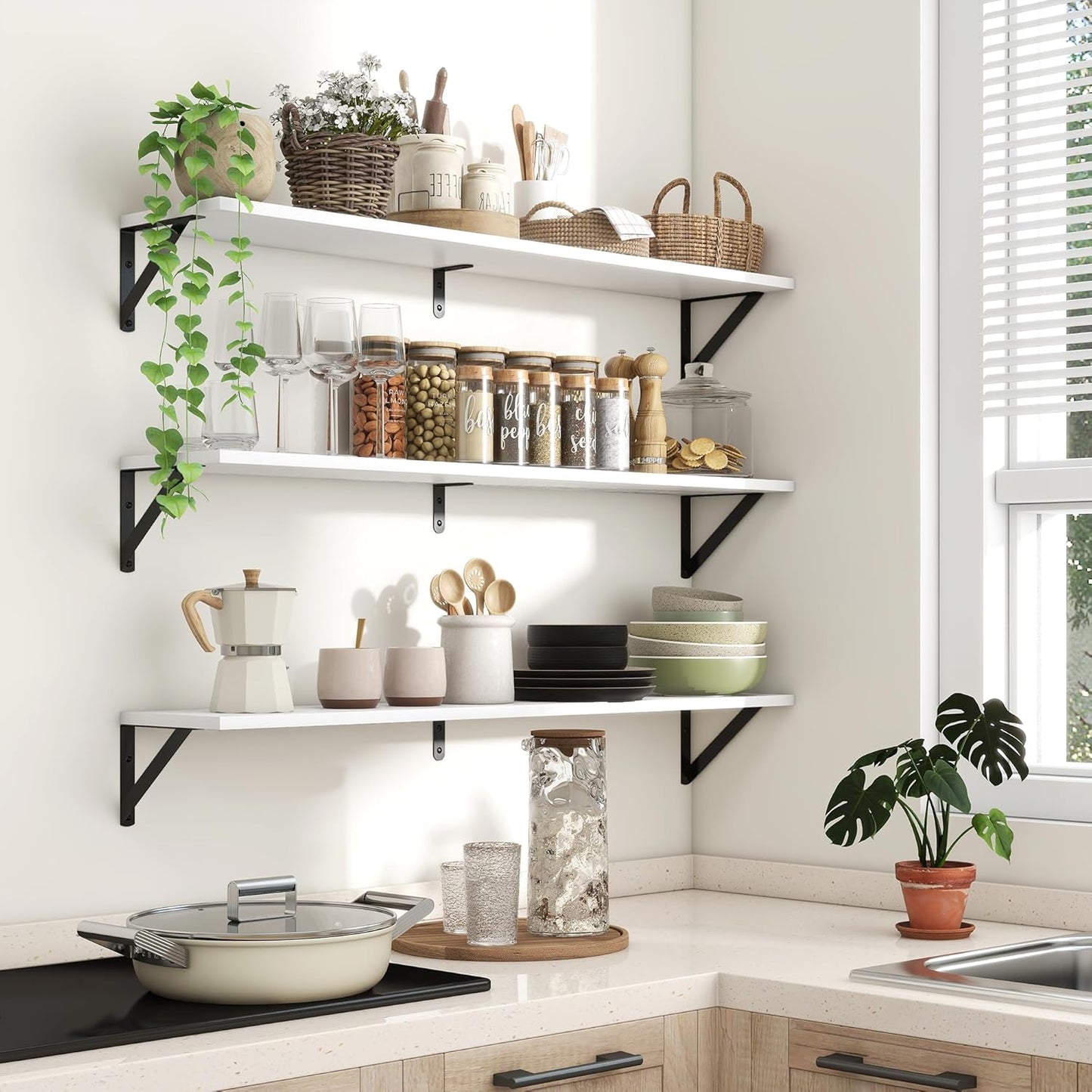 ShelfLoft 39.4" Wide x 8" Deep Wall Mounted Floating Shelves, 2 Pack