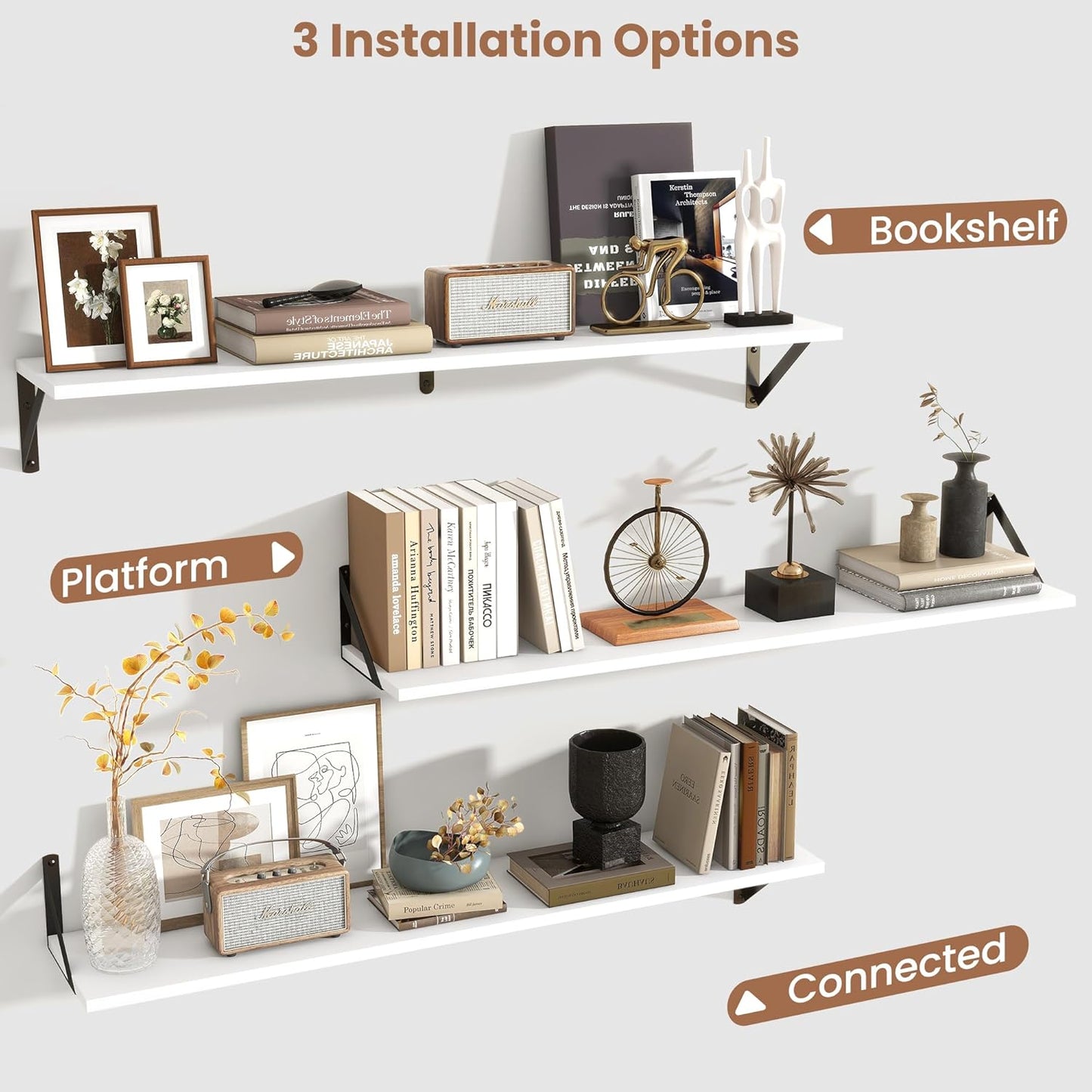 ShelfLoft 39.4" Wide x 8" Deep Wall Mounted Floating Shelves, 2 Pack