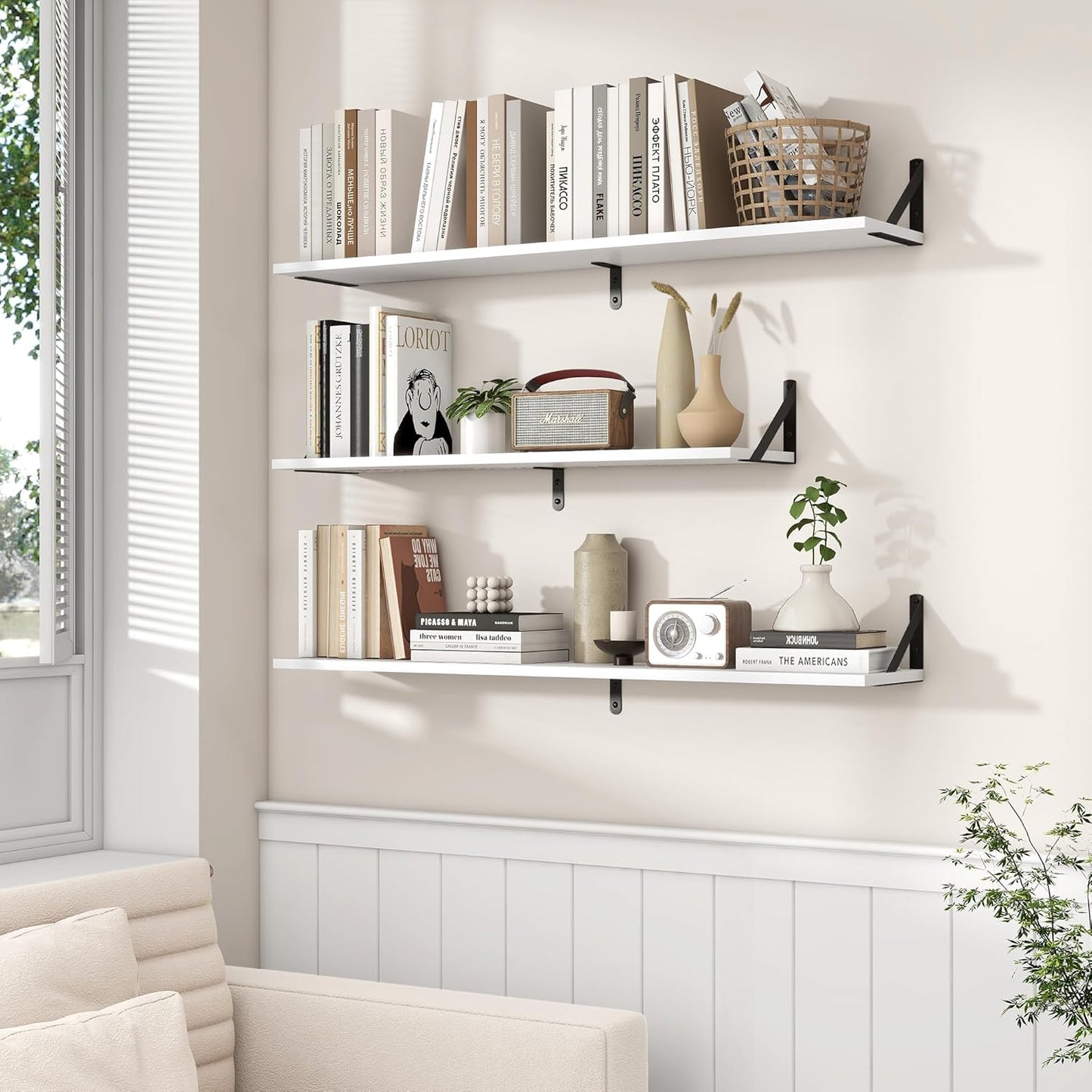 ShelfLoft 39.4" Wide x 8" Deep Wall Mounted Floating Shelves, 2 Pack