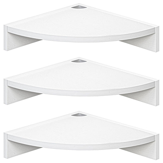 ShelfLoft 11.5" Wide x 3" Deep White Wood Floating Corner Shelves,Set of 3