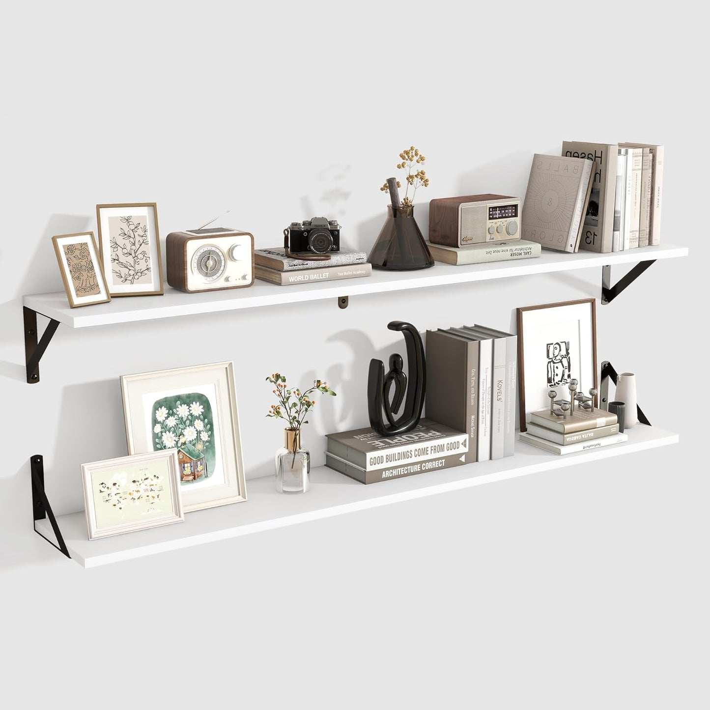 ShelfLoft 8"D x 4.9"H White Wall Mounted Floating Shelves