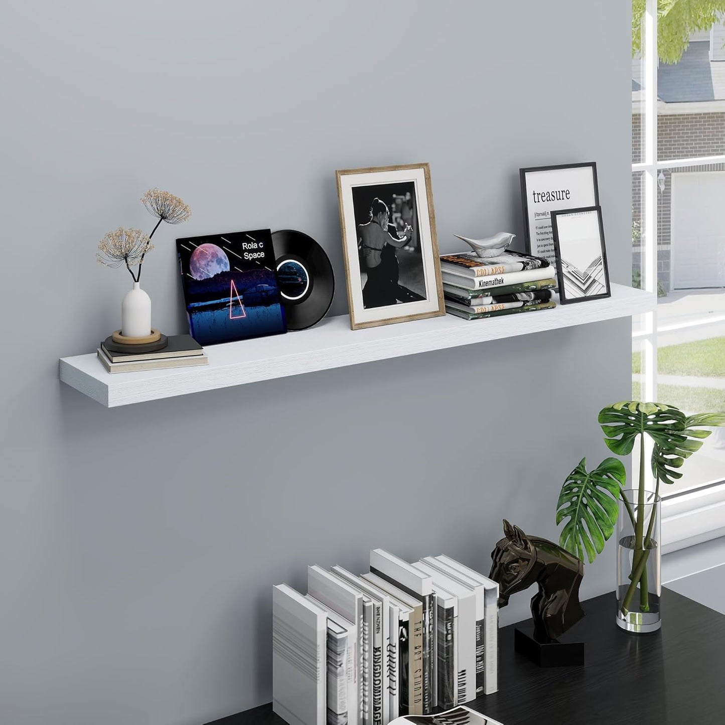 ShelfLoft 8 Inch Deep Solid Pine Wood Floating Shelves