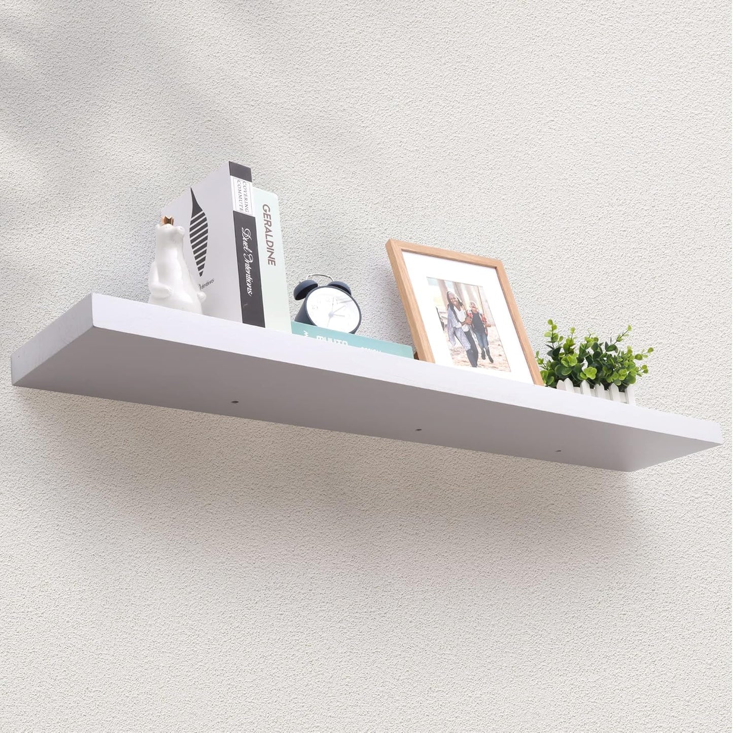 ShelfLoft 8.1"D x 1.6"H Snow White Modern Solid Wood Floating Shelves for Wall Storage