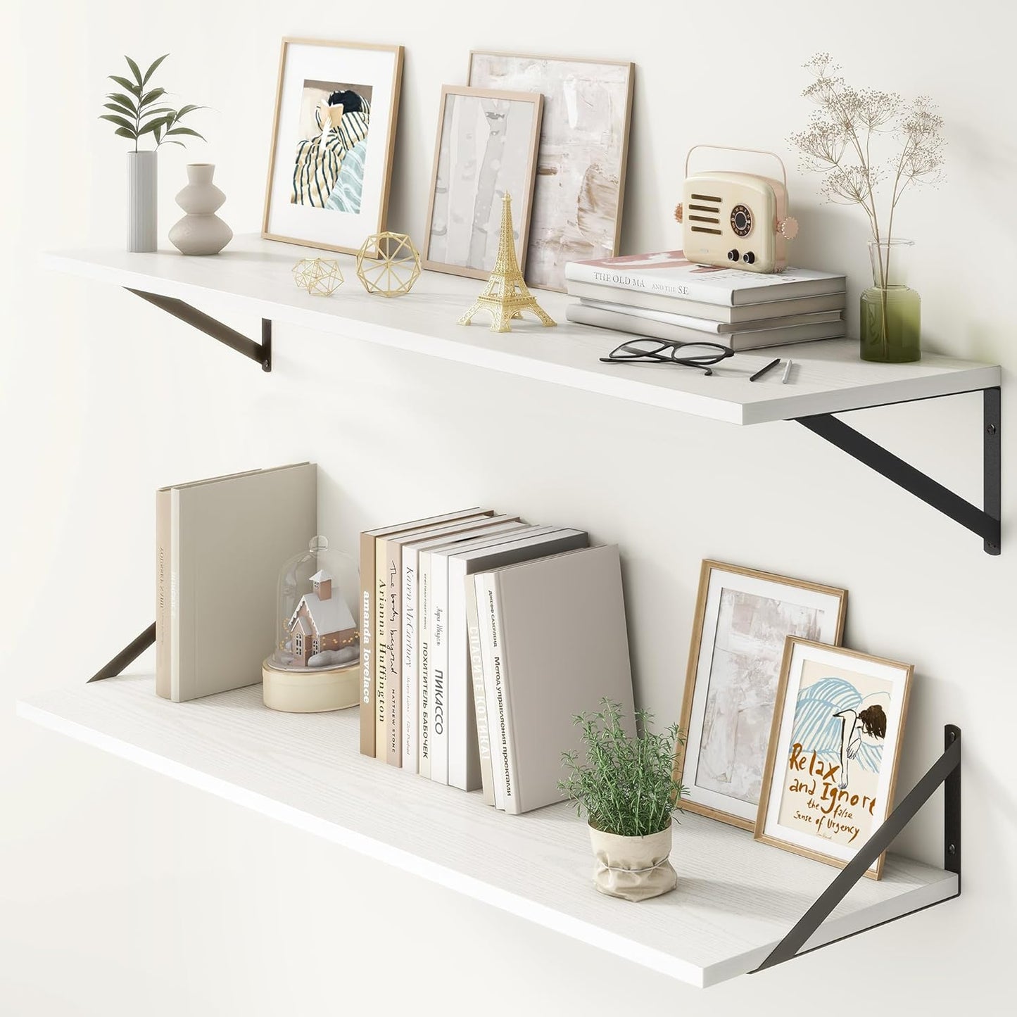 ShelfLoft 12 Inch Deep Wall Display&Storage Floating Shelves with Visible Brackets