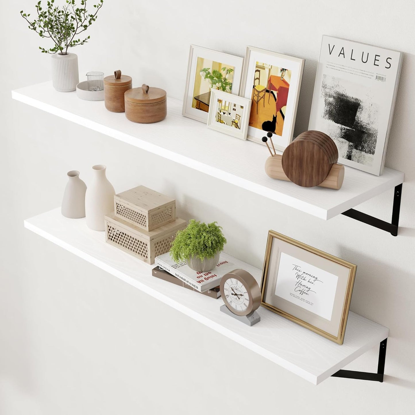 ShelfLoft 8"D x 4.9"H White Wall Mounted Floating Shelves