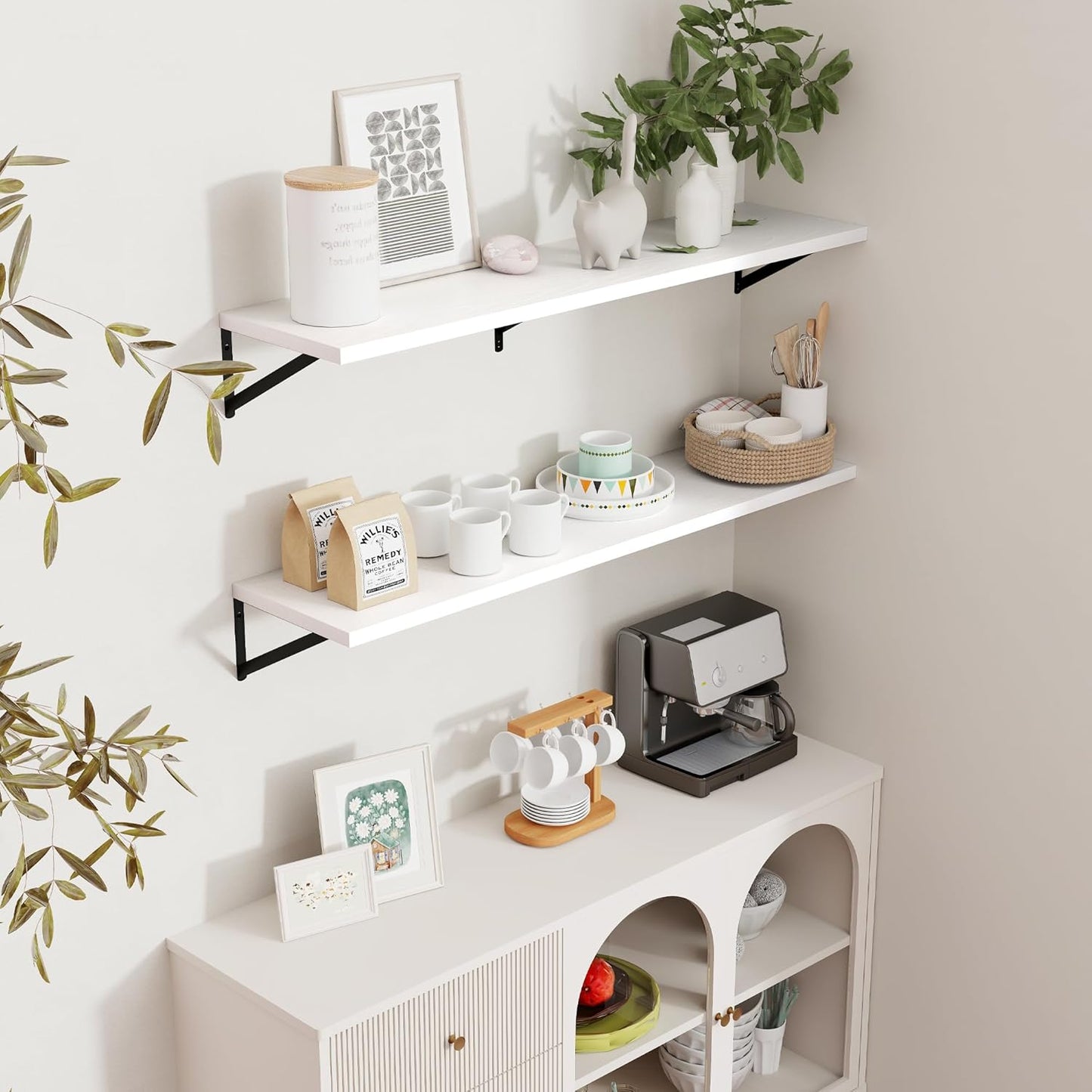 ShelfLoft 8"D x 4.9"H White Wall Mounted Floating Shelves