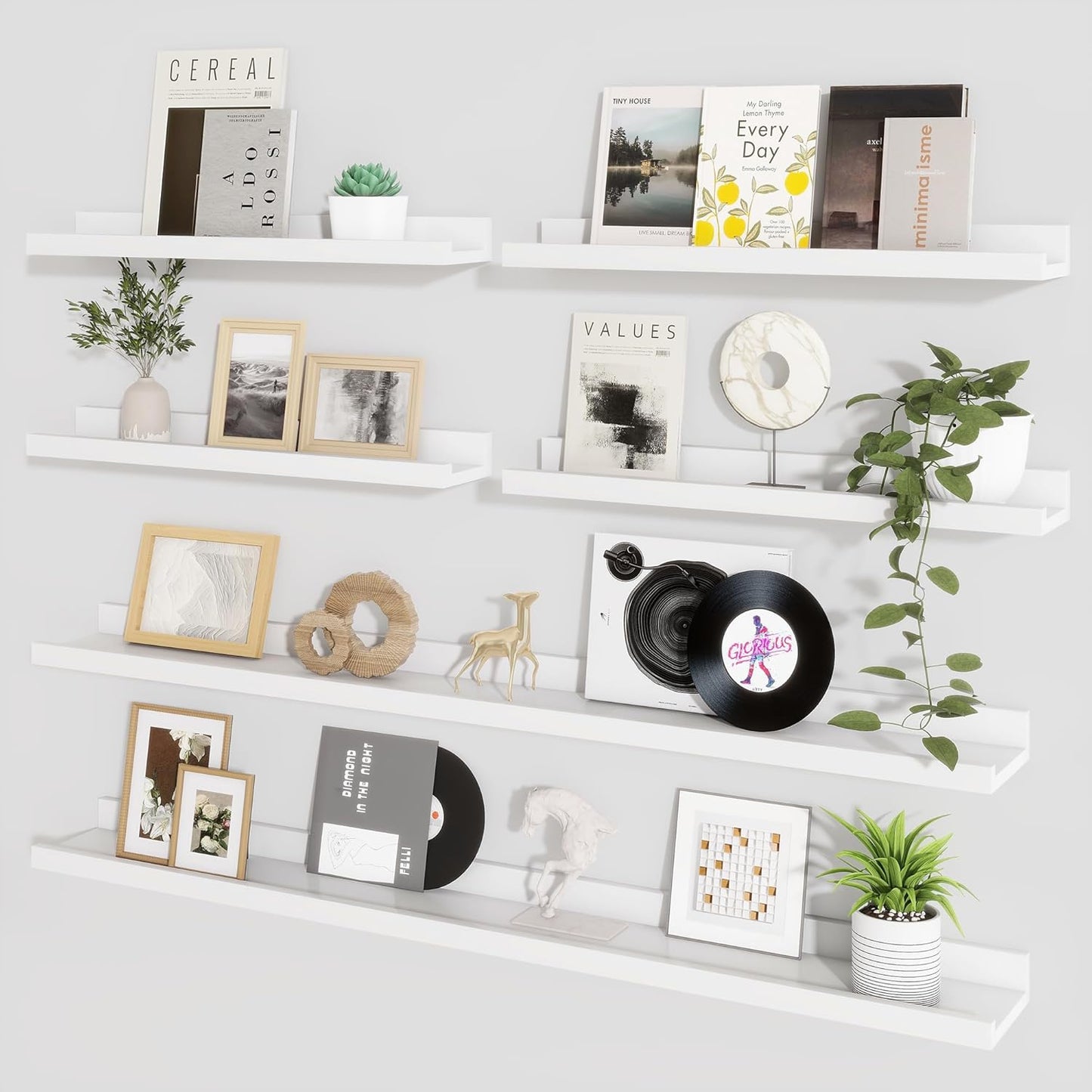 ShelfLoft 5.4 Inch Deep Picture Ledge Shelf Floating Wall Storage Shelves, Set of 6