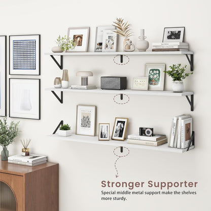 ShelfLoft 48" Wide x 8" Deep Floating Shelves with Brackets, White-2 Pack