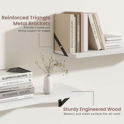 ShelfLoft 48" Wide x 8" Deep Floating Shelves with Brackets, 2 Pack