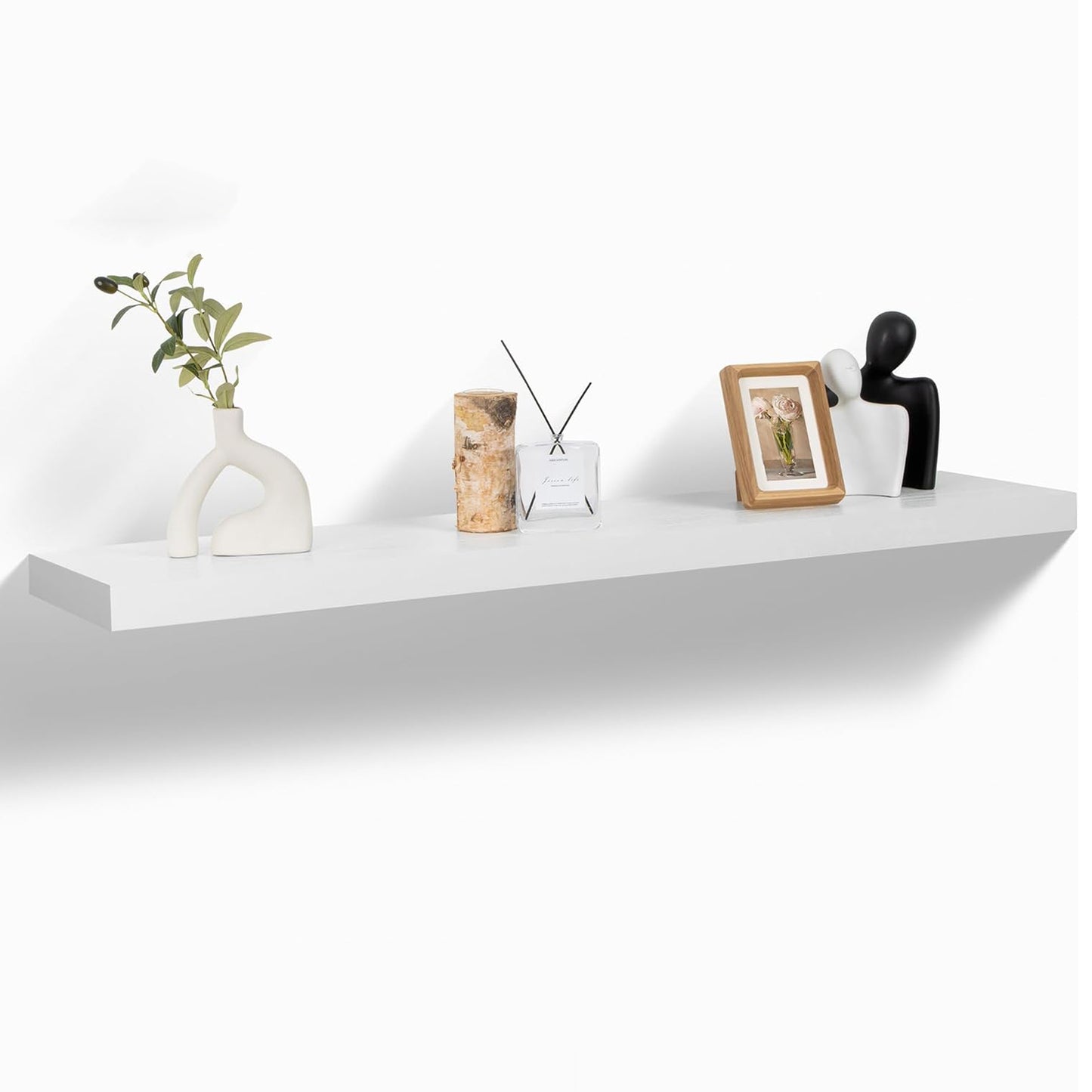 ShelfLoft 9"D x 1.6"H Rustic White Wall Storage Floating Shelves