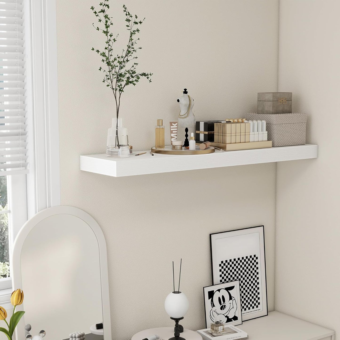 ShelfLoft 48"W x 11.6"D White Floating Shelves Long Wall Display Shelf, 1 Pack