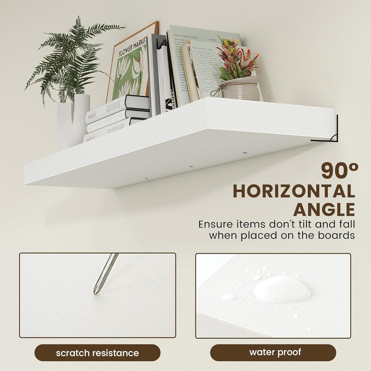 ShelfLoft 48"W x 11.6"D White Floating Shelves Long Wall Display Shelf, 1 Pack