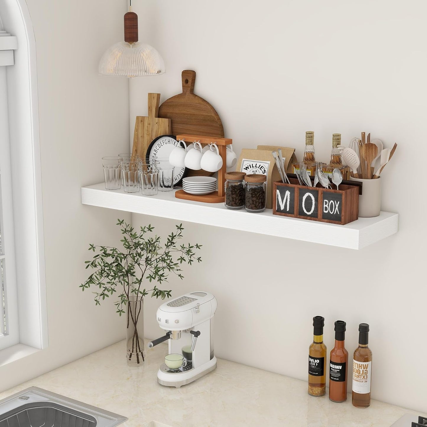 ShelfLoft 48"W x 11.6"D White Floating Shelves Long Wall Display Shelf, 1 Pack