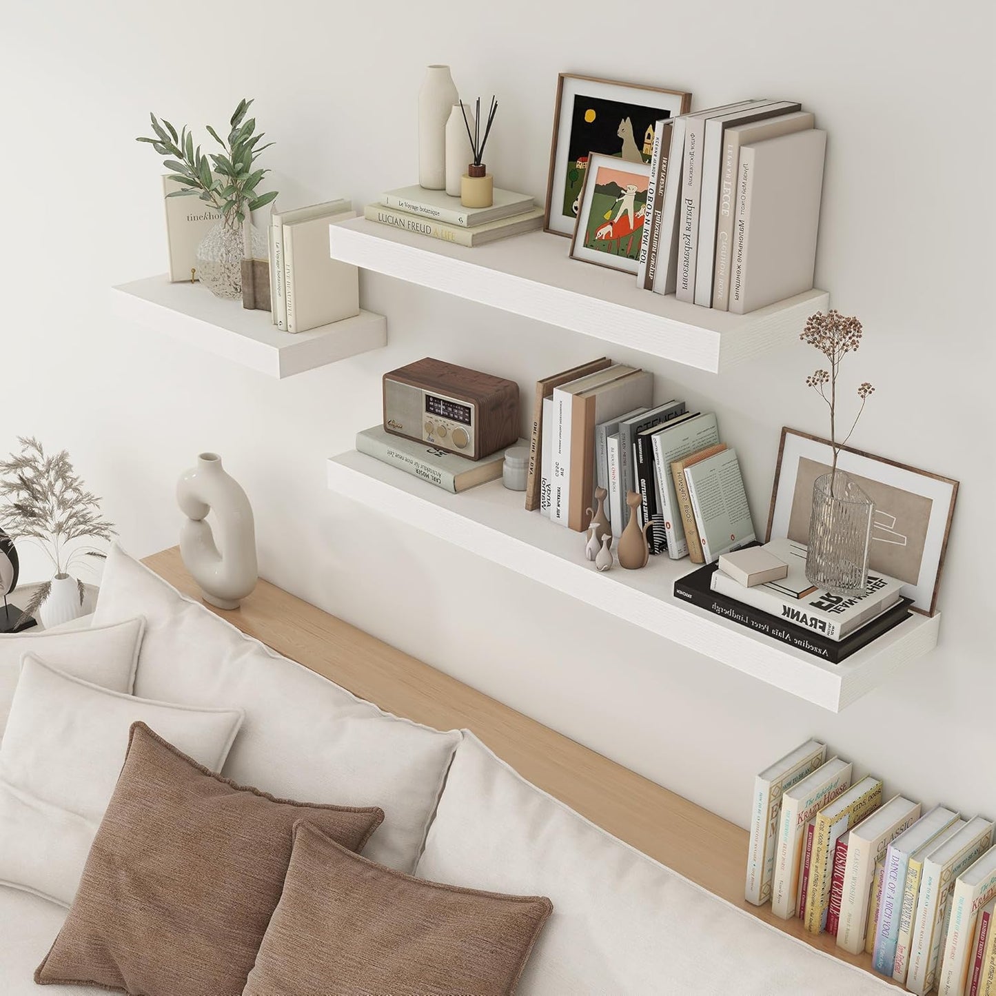 ShelfLoft 11.6"D x 2"H White Floating Shelves for Wall Storage