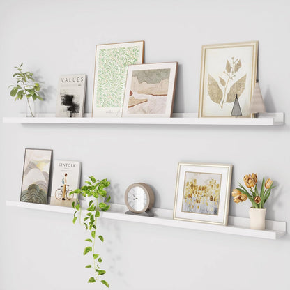 ShelfLoft 5.1 Inch Deep Picture Ledge Shelf Pine Wood Floating Shelves,Set of 2