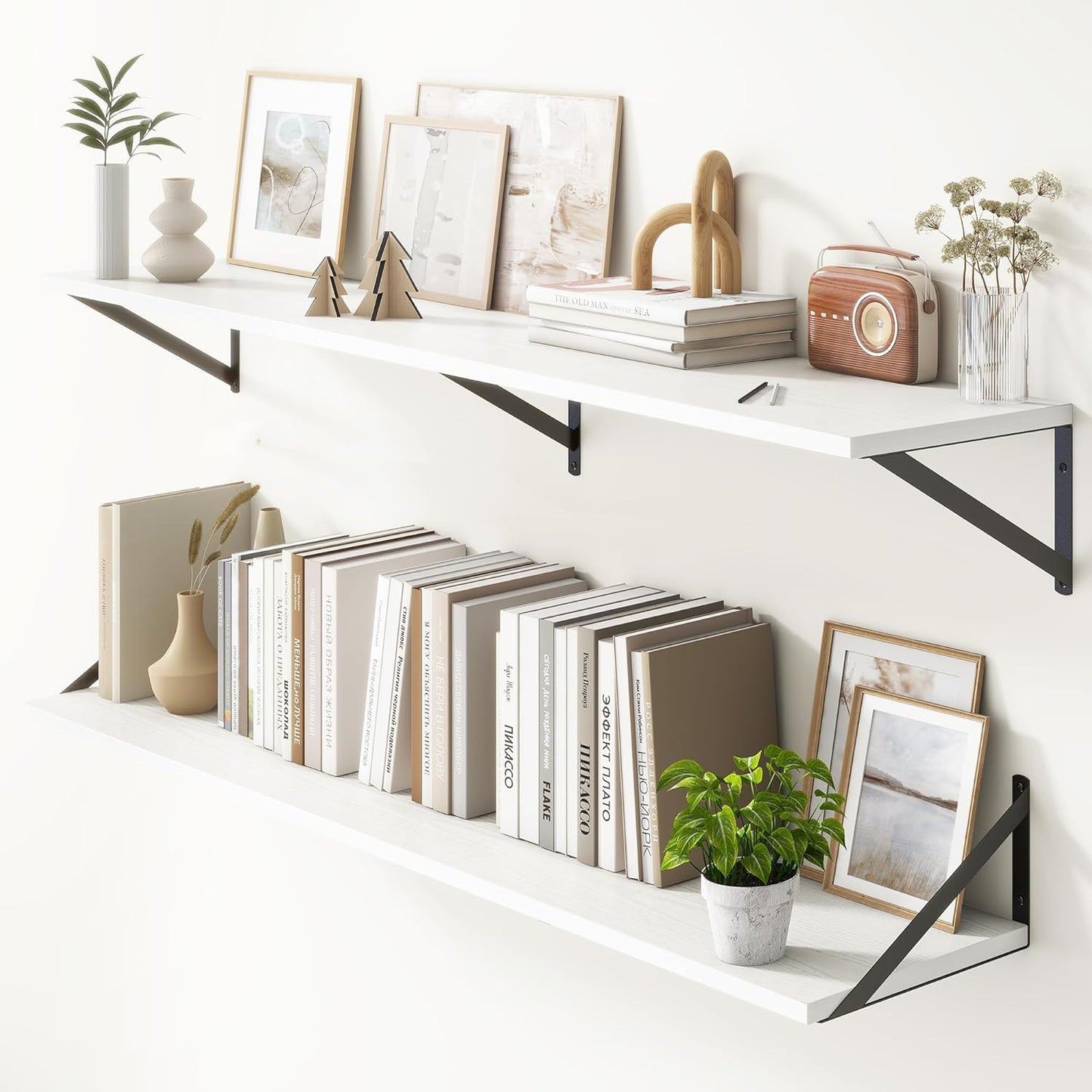 ShelfLoft 12 Inch Deep Wall Display&Storage Floating Shelves with Visible Brackets
