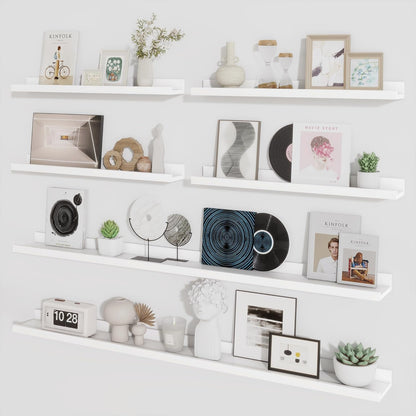 ShelfLoft 5.4 Inch Deep Picture Ledge Shelf Floating Wall Storage Shelves, Set of 6