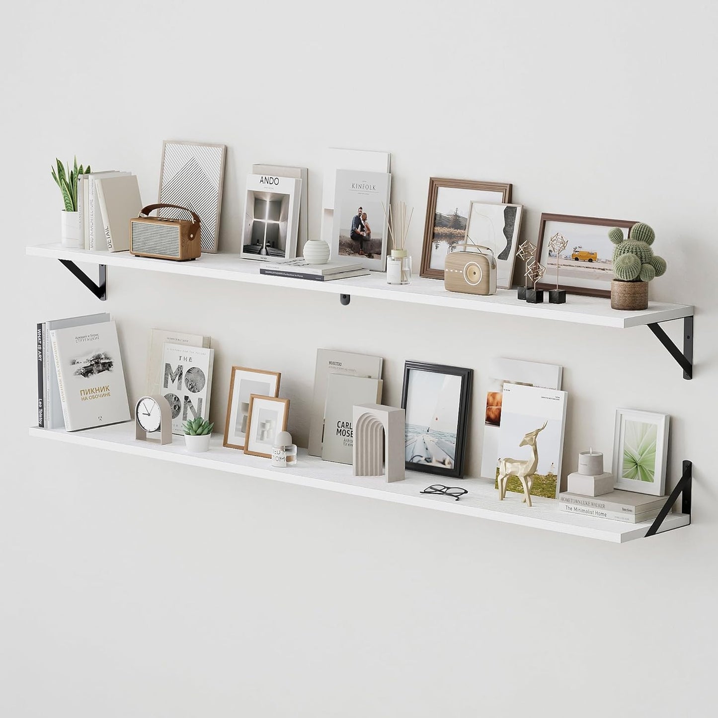 ShelfLoft 8"D White Floating Shelves with Brackets