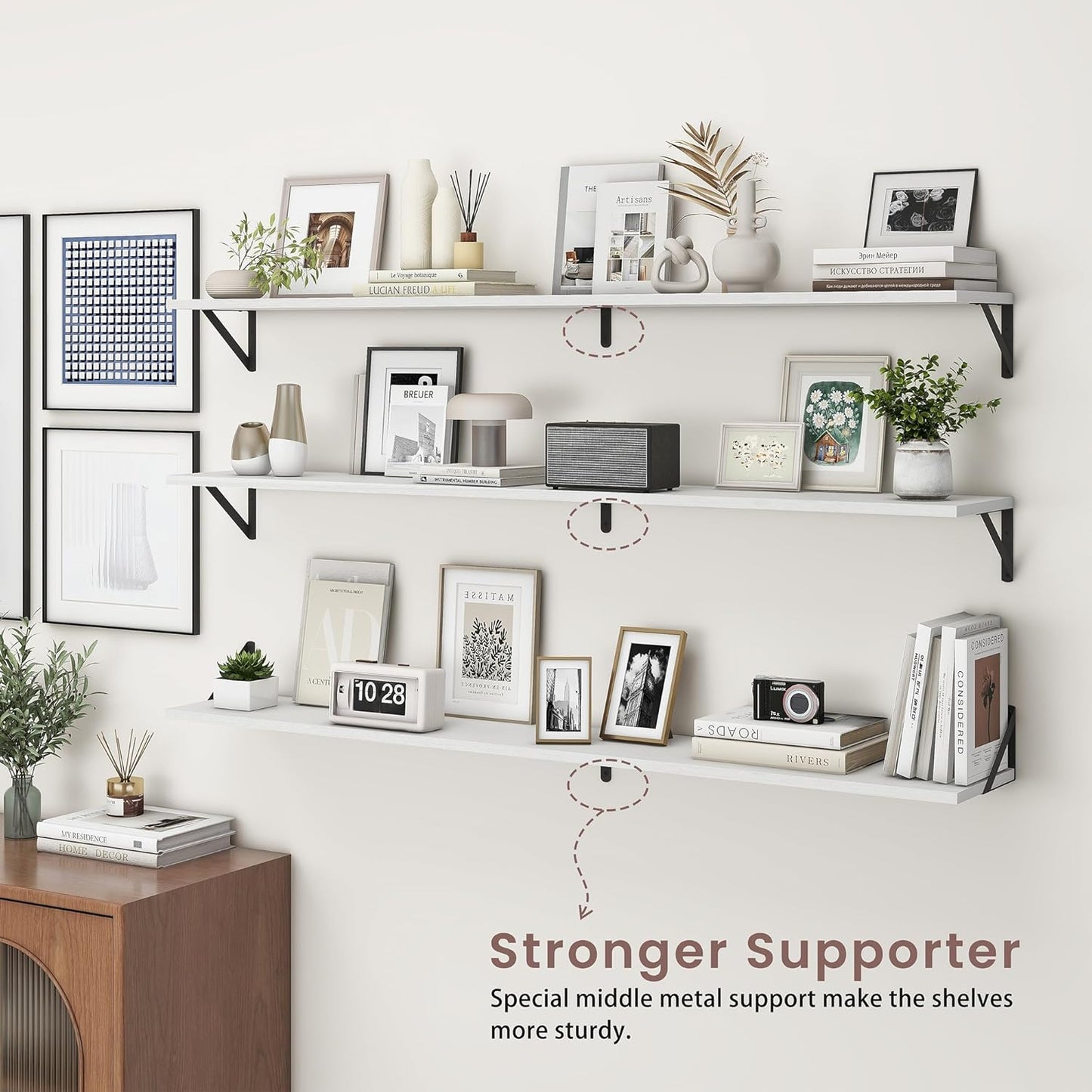 ShelfLoft 55" Wide x 8" Deep Floating Shelves with Brackets, 2 Pack