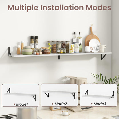 ShelfLoft 55" Wide x 8" Deep Floating Shelves with Brackets, 2 Pack