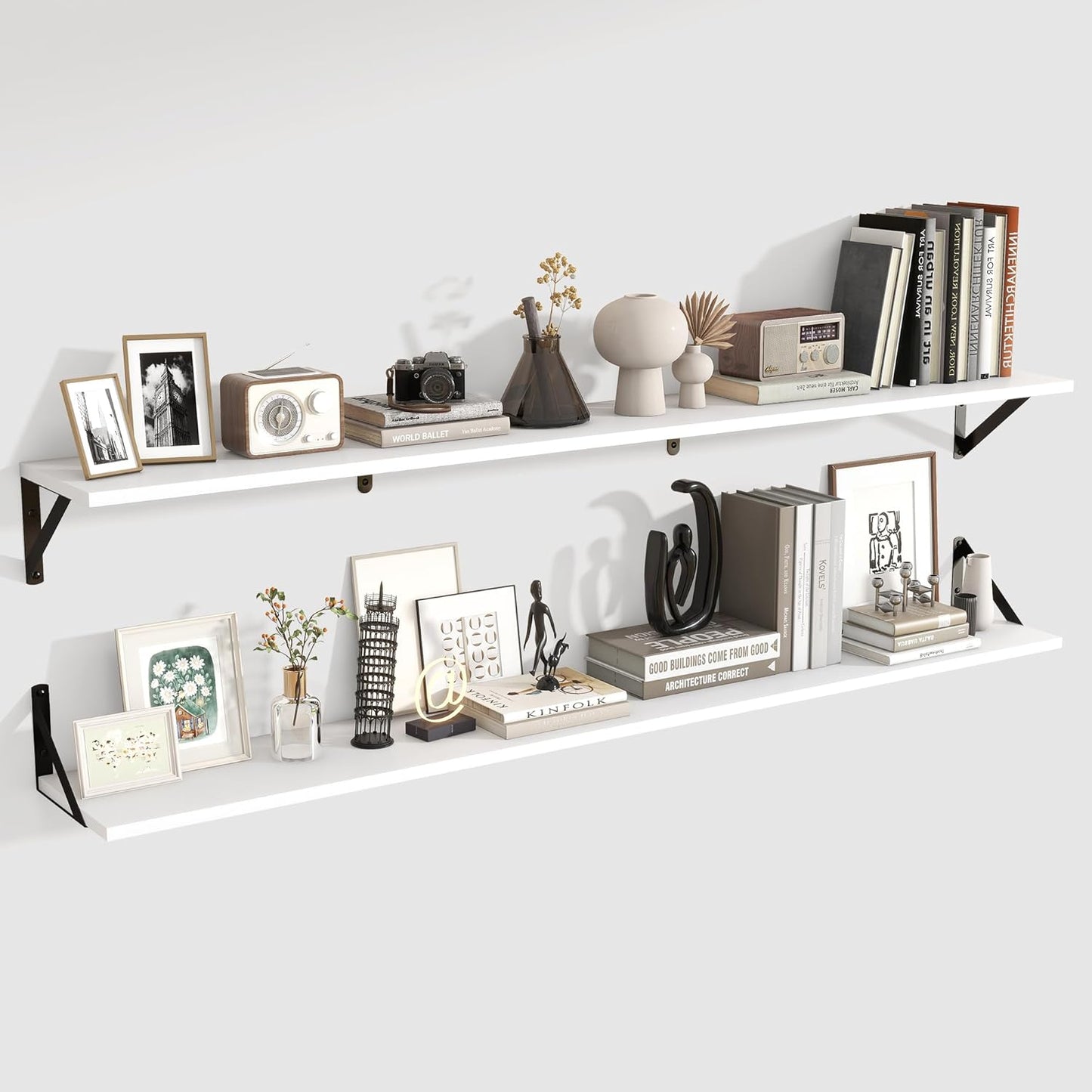 ShelfLoft 8"D x 4.9"H White Wall Mounted Floating Shelves