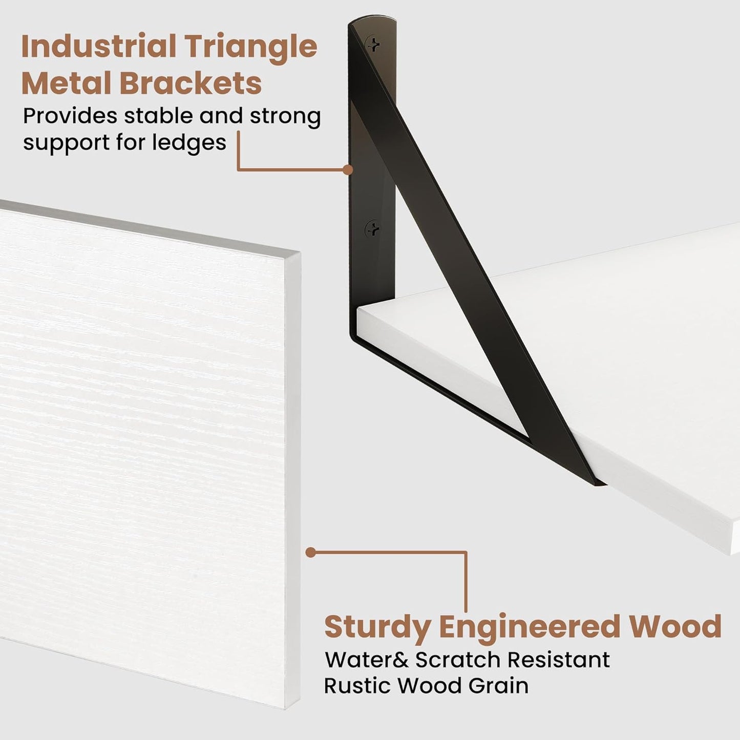 ShelfLoft 55" Wide x 8" Deep Wall Mounted Floating Shelves, 2 Pack